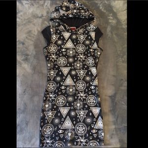 Occult symbol hooded t-shirt dress